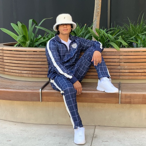 Men's Fila Navy | Teal | White Plaid Casual Outfit Set Tracksuits NWT - Picture 6 of 9